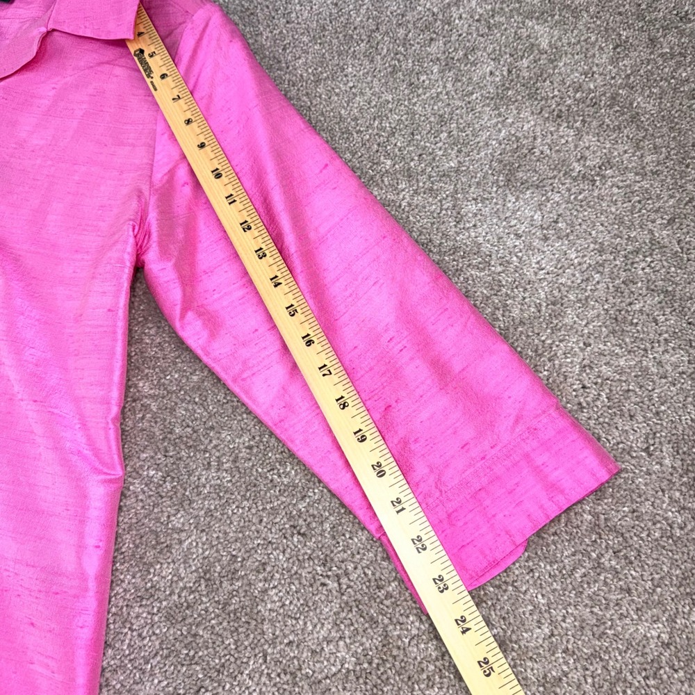 Lauren Ralph Lauren Silk Blouse Womens L Pink Shantung 3/4 Sleeve Button Career - Picture 6 of 10